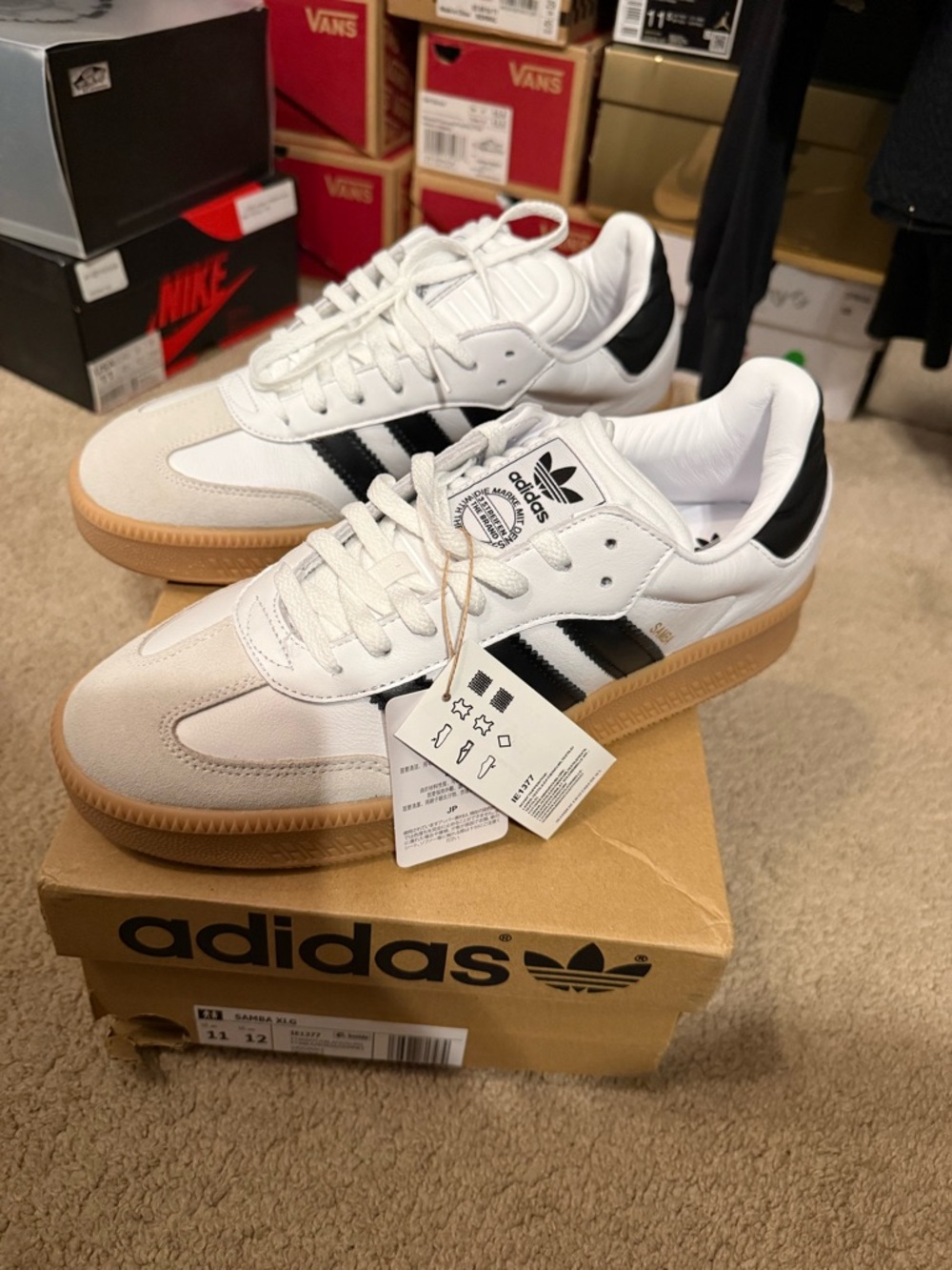 adidas Samba XLG OG White with Black Stripes and Gum Sole